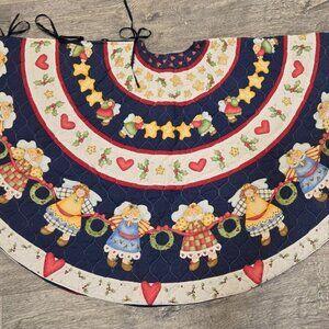 VTG Joyful Angels Tree Skirt by Dianna Marcum Printed quilted Country primitive